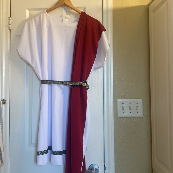 Men and Women’s costume White Toga with black and gold trim( L/ XL) - Picture 1 of 12